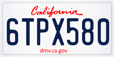 CA license plate 6TPX580