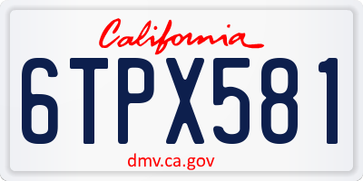 CA license plate 6TPX581