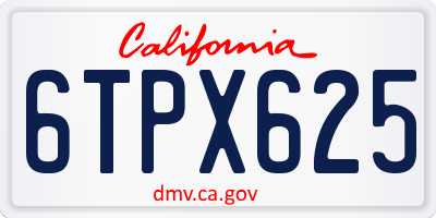 CA license plate 6TPX625