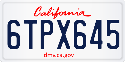 CA license plate 6TPX645
