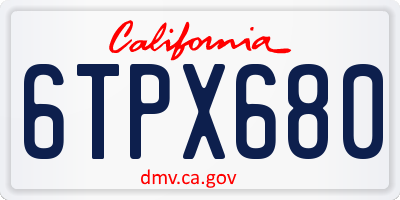 CA license plate 6TPX680