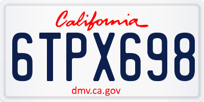 CA license plate 6TPX698