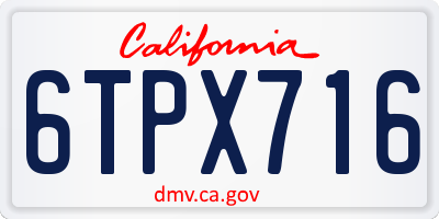 CA license plate 6TPX716