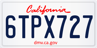CA license plate 6TPX727