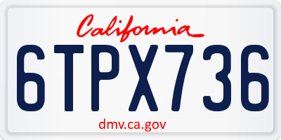 CA license plate 6TPX736