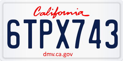 CA license plate 6TPX743