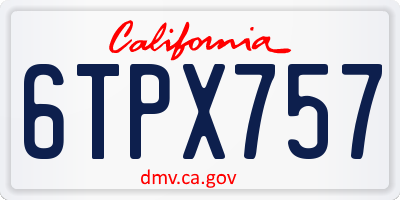 CA license plate 6TPX757