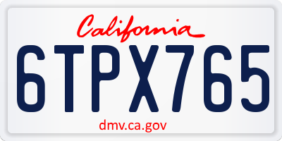 CA license plate 6TPX765