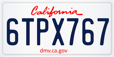 CA license plate 6TPX767