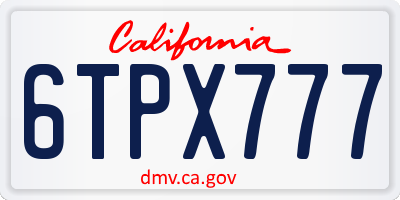 CA license plate 6TPX777