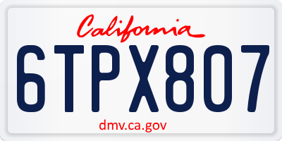 CA license plate 6TPX807