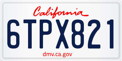 CA license plate 6TPX821