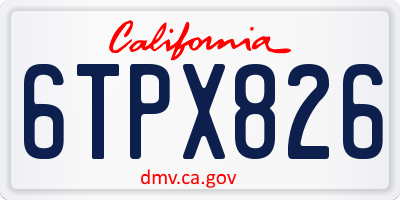 CA license plate 6TPX826