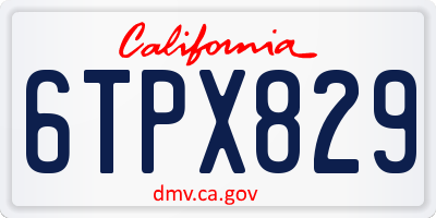 CA license plate 6TPX829