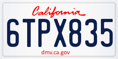 CA license plate 6TPX835