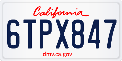 CA license plate 6TPX847