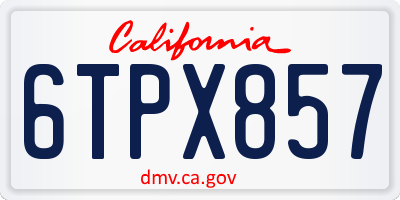 CA license plate 6TPX857