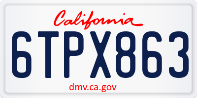 CA license plate 6TPX863