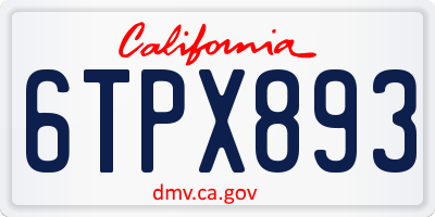 CA license plate 6TPX893