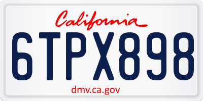 CA license plate 6TPX898