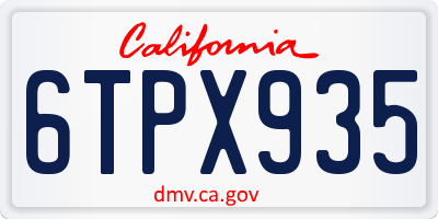 CA license plate 6TPX935