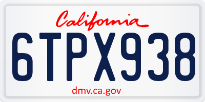 CA license plate 6TPX938