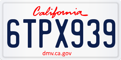 CA license plate 6TPX939