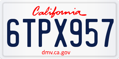 CA license plate 6TPX957