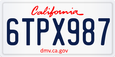 CA license plate 6TPX987