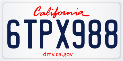 CA license plate 6TPX988