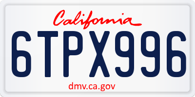 CA license plate 6TPX996