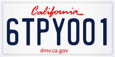 CA license plate 6TPY001