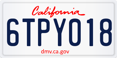 CA license plate 6TPY018