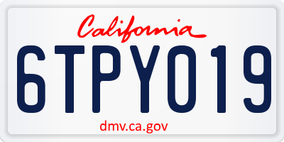 CA license plate 6TPY019
