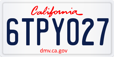 CA license plate 6TPY027