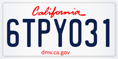 CA license plate 6TPY031