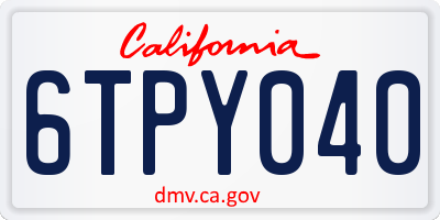CA license plate 6TPY040