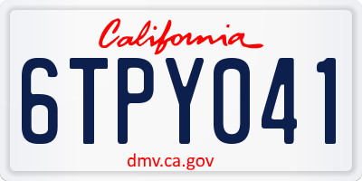 CA license plate 6TPY041