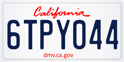 CA license plate 6TPY044