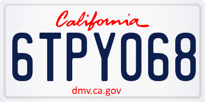 CA license plate 6TPY068
