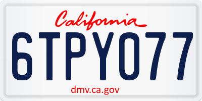 CA license plate 6TPY077