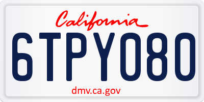 CA license plate 6TPY080