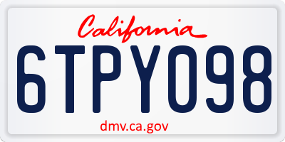 CA license plate 6TPY098