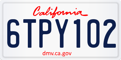 CA license plate 6TPY102