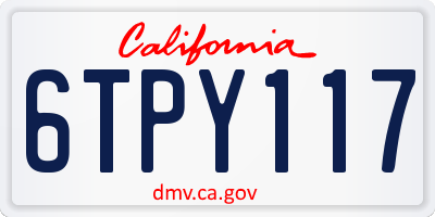 CA license plate 6TPY117