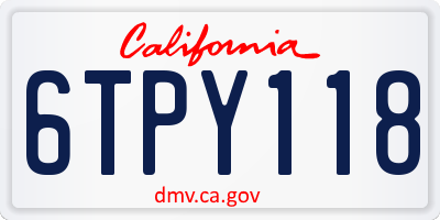 CA license plate 6TPY118