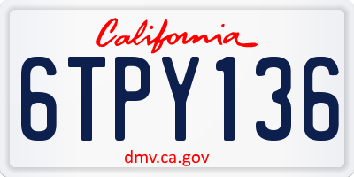 CA license plate 6TPY136