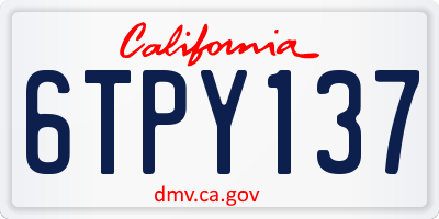 CA license plate 6TPY137