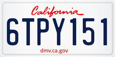 CA license plate 6TPY151