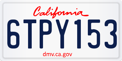 CA license plate 6TPY153